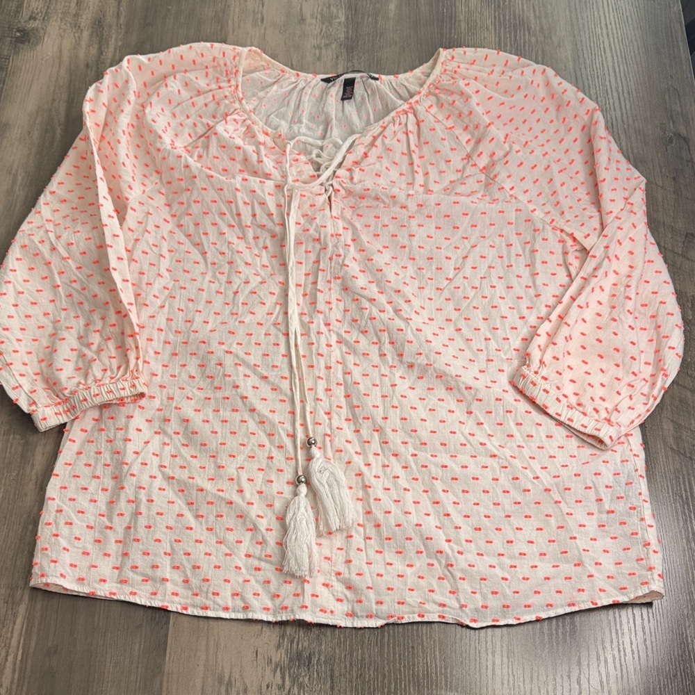 Y2K Victoria's Secret White and Orange Polka Dot Top